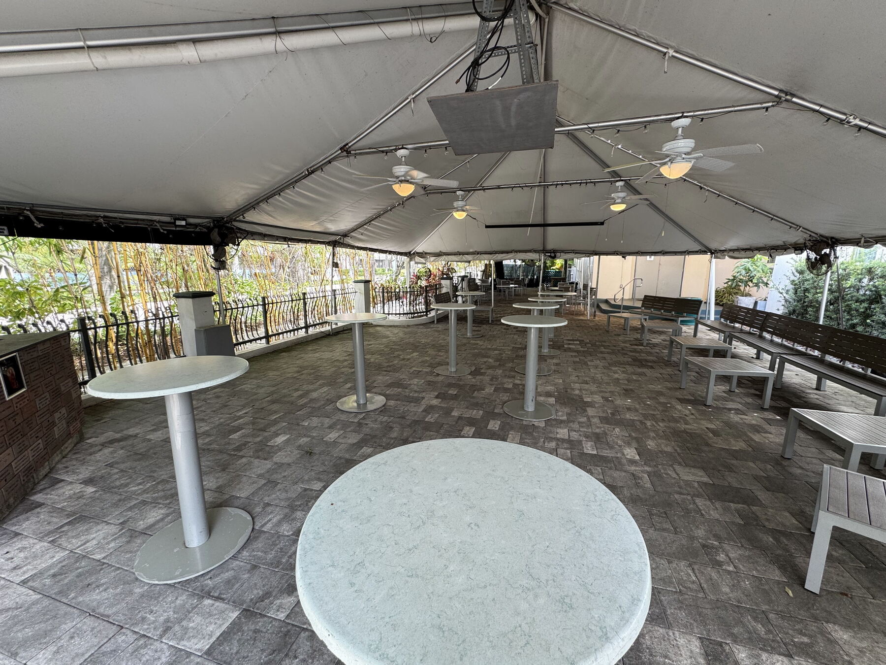 Covered courtyard with tables