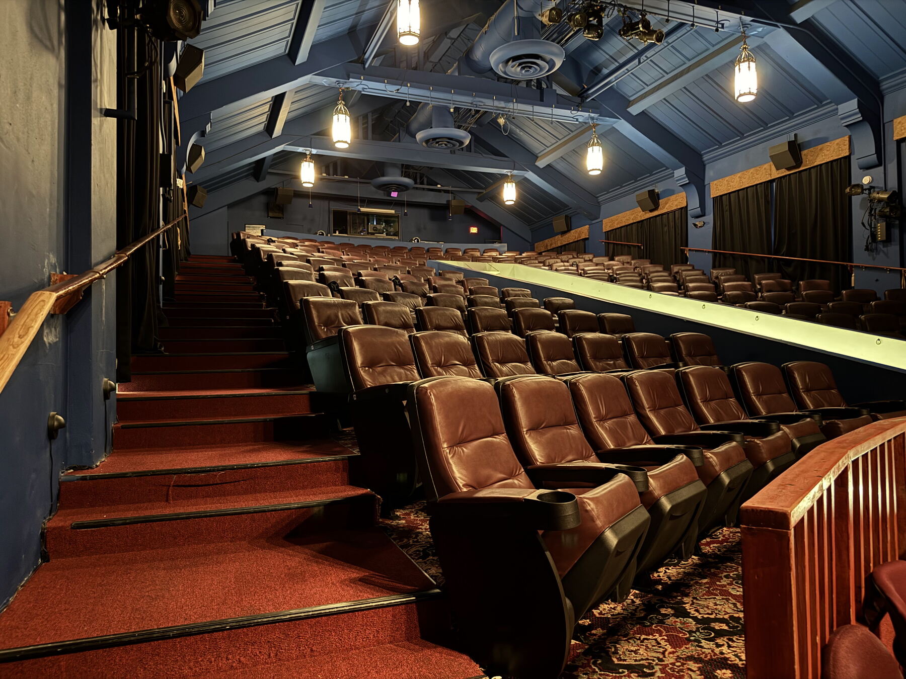 Auditorium seating seen from the side aisle